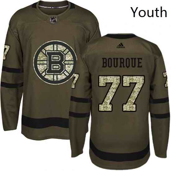 Youth Adidas Boston Bruins 77 Ray Bourque Premier Green Salute to Service NHL Jersey